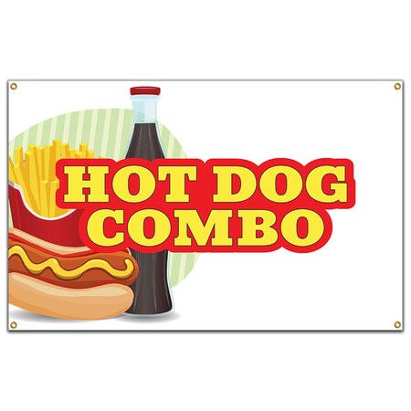 Signmission Hot Dog Combo Banner Heavy Duty 13 Oz Vinyl with Grommets Single Sided B-60 Hot Dog Combo